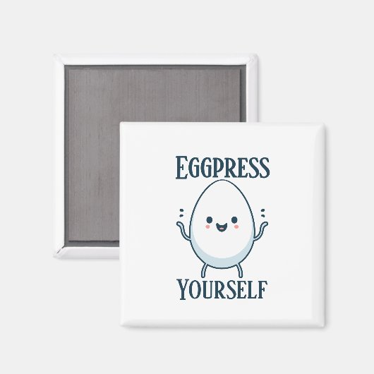 Schattigee "Eggpress Yourself" Funny Pun Magnet (Voorkant / Achterkant)