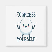 Schattigee "Eggpress Yourself" Funny Pun Magnet (Voorkant)
