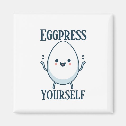 Schattigee "Eggpress Yourself" Funny Pun Magnet (Voorkant)