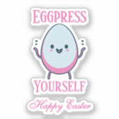 Schattigee "Eggpress Yourself" Grappig Pasen Sticker (Voorkant)