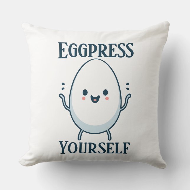 Schattigee "Eggpress Yourself" Grappige woordspeli Kussen (Voorkant)