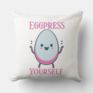 Schattigee "Eggpress Yourself" Grappige woordspeli Kussen