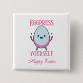 Schattigee "Eggpress Yourself" Paaswoordspeling Vierkante Button 5,1 Cm (Voorkant)