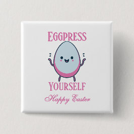 Schattigee "Eggpress Yourself" Paaswoordspeling Vierkante Button 5,1 Cm