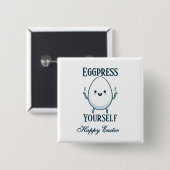 Schattigee "Eggpress Yourself" Paaswoordspeling Vierkante Button 5,1 Cm (Voorkant /achterkant)