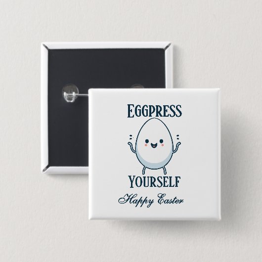 Schattigee "Eggpress Yourself" Paaswoordspeling Vierkante Button 5,1 Cm (Voorkant /achterkant)