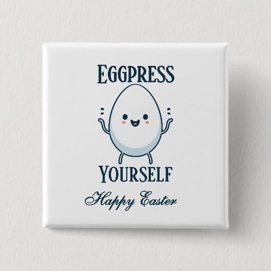 Schattigee "Eggpress Yourself" Paaswoordspeling Vierkante Button 5,1 Cm (Voorkant)