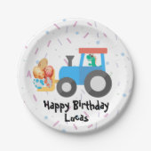 Schattigee eierdino tractor Vrachtwagen Verjaardag Papieren Bordje (Voorkant)