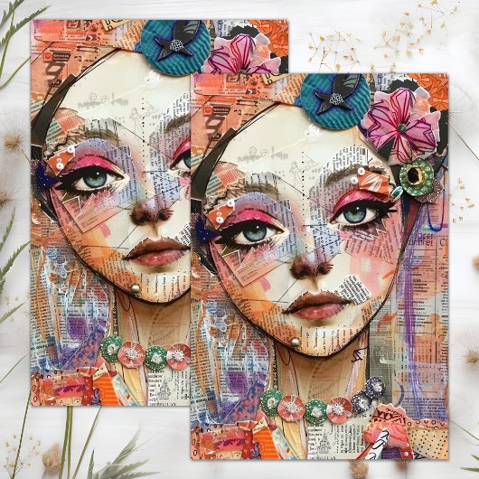SCHATTIGEE EIGENZINNIGE BOHO MEISJE DECOUPAGE TISSUEPAPIER