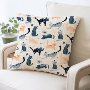 Schattigee eigenzinnige Cartoon Katten Liefhebber  Kussen