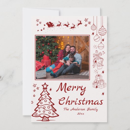 Schattigee eigenzinnige doodle kerst aangepaste 2  feestdagenkaart (Voorkant)