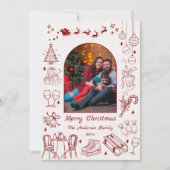 Schattigee eigenzinnige doodle kerst aangepaste fo feestdagenkaart (Voorkant)