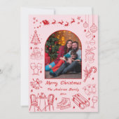 Schattigee eigenzinnige doodle kerst aangepaste fo feestdagenkaart (Voorkant)