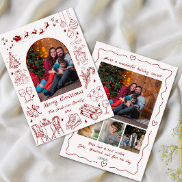 Schattigee eigenzinnige doodle kerst aangepaste fo feestdagenkaart