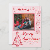 Schattigee eigenzinnige doodle kerst custom 2photo feestdagenkaart (Voorkant)