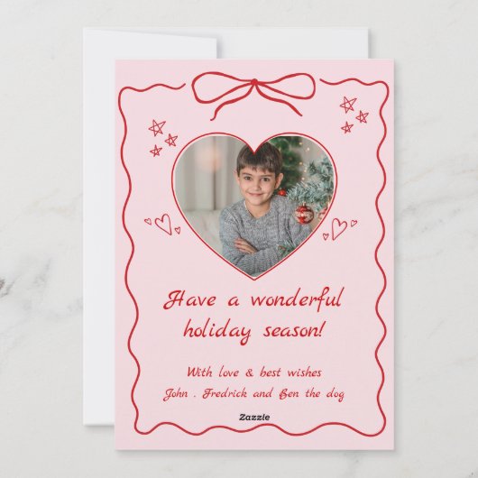 Schattigee eigenzinnige doodle kerst custom 2photo feestdagenkaart (Achterkant)