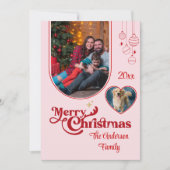 Schattigee eigenzinnige doodle kerst custom 3photo feestdagenkaart (Voorkant)