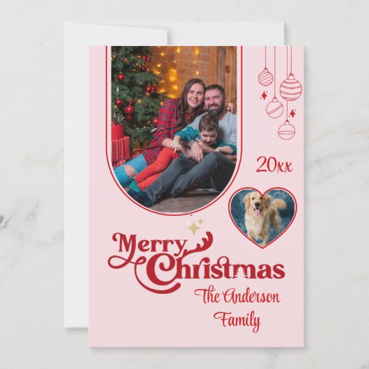 Schattigee eigenzinnige doodle kerst custom 3photo feestdagenkaart (Voorkant)