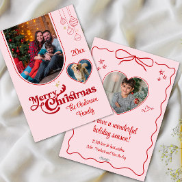 Schattigee eigenzinnige doodle kerst custom 3photo feestdagenkaart