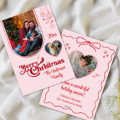 Schattigee eigenzinnige doodle kerst custom 3photo feestdagenkaart