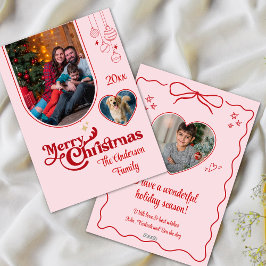 Schattigee eigenzinnige doodle kerst custom 3photo feestdagenkaart