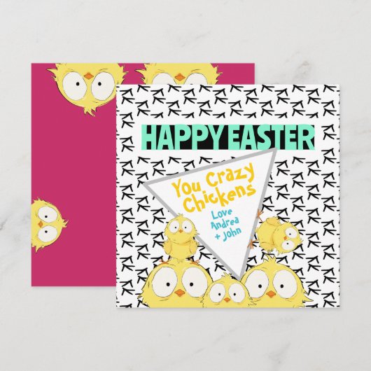 Schattigee eigenzinnige Happy Easter Uw gekke kipp Feestdagenkaart (Voorkant / Achterkant)