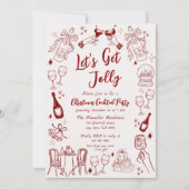 Schattigee eigenzinnige kerstcocktail party doodle kaart (Voorkant)