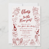 Schattigee eigenzinnige oudejaarsfeest doodle kaart (Voorkant)