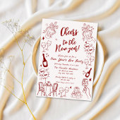 Schattigee eigenzinnige oudejaarsfeest doodle kaart