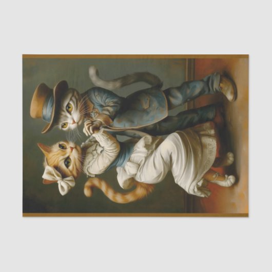 Schattigee elegant geklede danskatten BX1 Decoupag Tissuepapier (Voorkant)