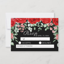 Schattigee élégant zwart & rood bloemenhuwelijk