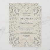 Schattigee Elegante Bloem Huwelijksuitnodiging Kaart (Voorkant / Achterkant)