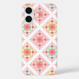 Schattigee Elegante Bloemen In Diamanten Tegels Pa iPhone 16 Hoesje