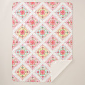 Schattigee Elegante Bloemen In Diamanten Tegels Pa Sherpa Deken (Voorkant)