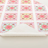 Schattigee Elegante Bloemen In Diamanten Tegels Pa Sherpa Deken (3/4)