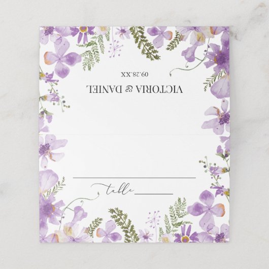 Schattigee Elegante Bloemen Trouwplaats Kaart Plaatskaartje (Buitenkant ongevouwen)