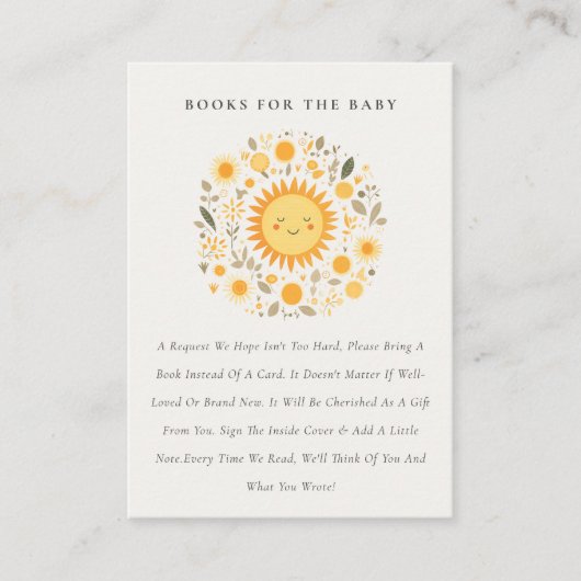 Schattigee Elegante Boho Floral Sun Boeken voor Ba Informatiekaartje (Voorkant)