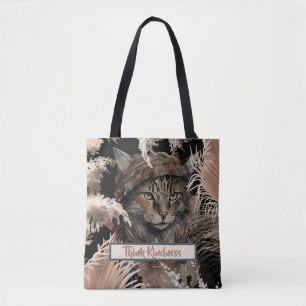 Schattigee elegante Boho Think Kindness Cat Tote Bag