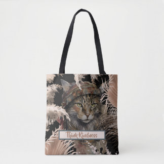 Schattigee elegante Boho Think Kindness Cat Tote Bag