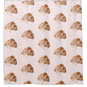 Schattigee Elegante Coquette Croissant Roze Lint Douchegordijn (Voorkant)