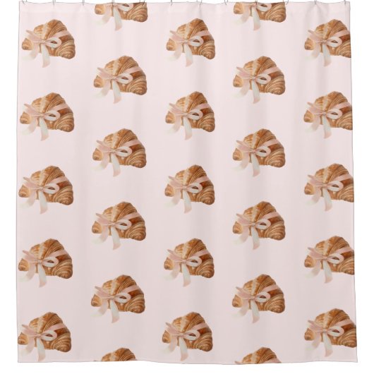 Schattigee Elegante Coquette Croissant Roze Lint Douchegordijn (Voorkant)