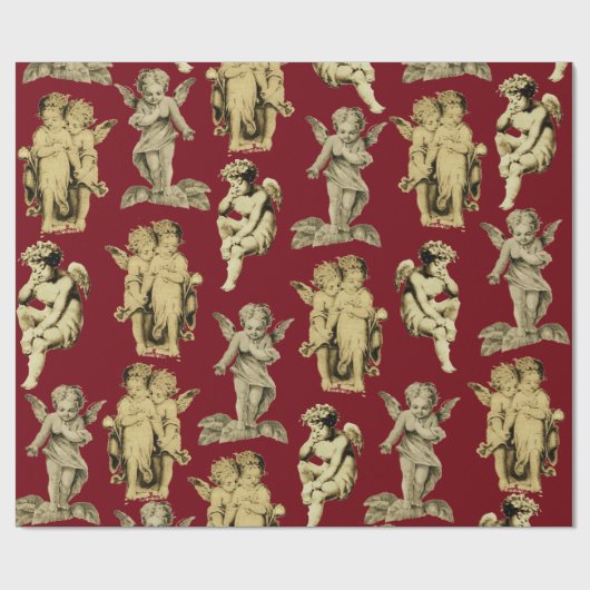 Schattigee Elegante  gevleugelde Cherub Angels Cadeaupapier (Vlak)