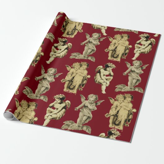 Schattigee Elegante  gevleugelde Cherub Angels Cadeaupapier (Uitgerold)