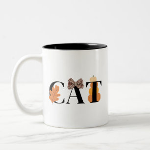 Schattigee Elegante Kat Herfst Herfst Tweekleurige Koffiemok