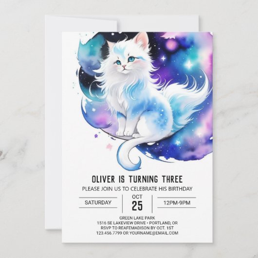 Schattigee Elegante Kitten Verjaardag Kaart (Voorkant)