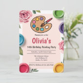 Schattigee Elegante Kunst Party Schilderen Verjaar Kaart (Staand voorkant)