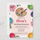 Schattigee Elegante Kunst Party Schilderen Verjaar Kaart (Voorkant)