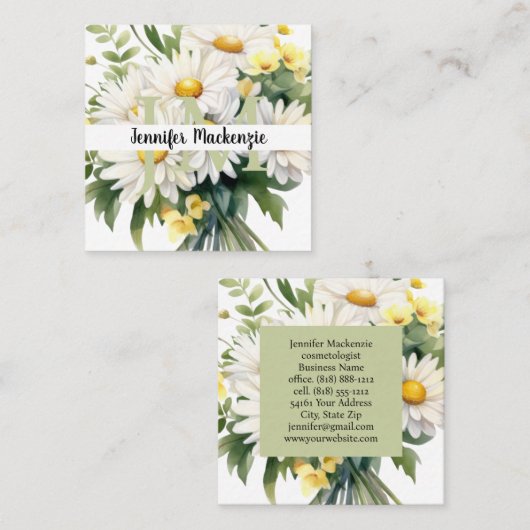 Schattigee elegante madeliefjes vierkante visitekaartje (Voorkant / Achterkant)