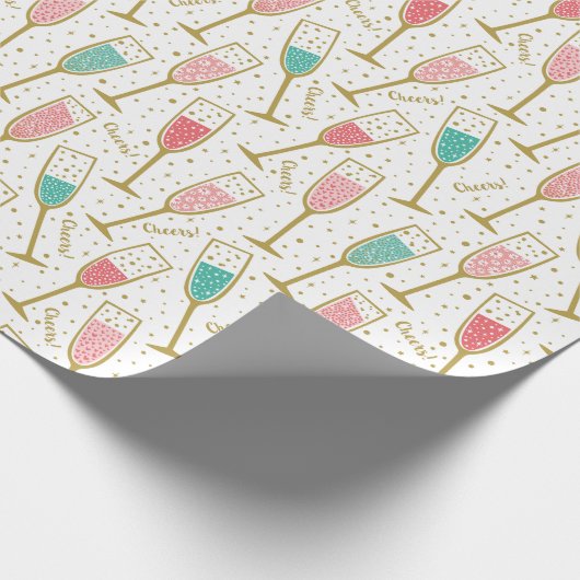 Schattigee elegante oudejaarsavond champagneglazen cadeaupapier (Hoek)