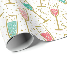 Schattigee elegante oudejaarsavond champagneglazen cadeaupapier